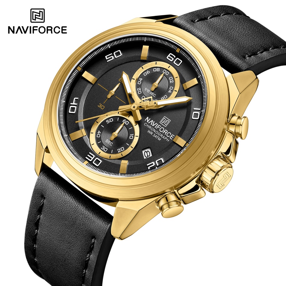 Leather Watch Band Men - NAVIFORCE Hands Wristwatches Genuine Leather Strap